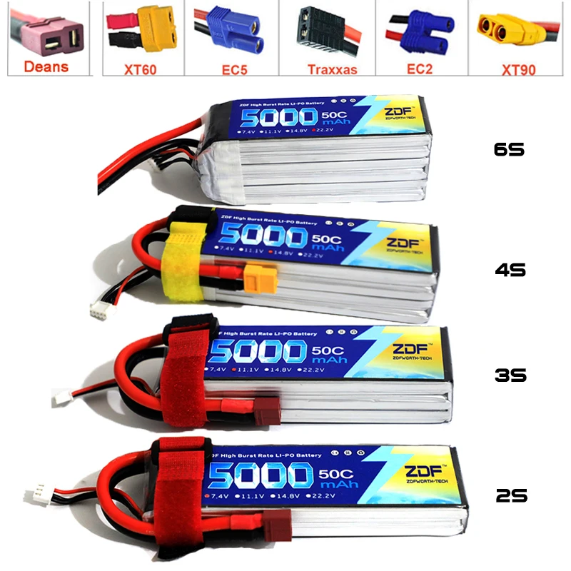 6S Lipo Battery 22.2V 5000Mah - ZDF-Batterie Fuchsia pour RC Hélicoptère Bateau