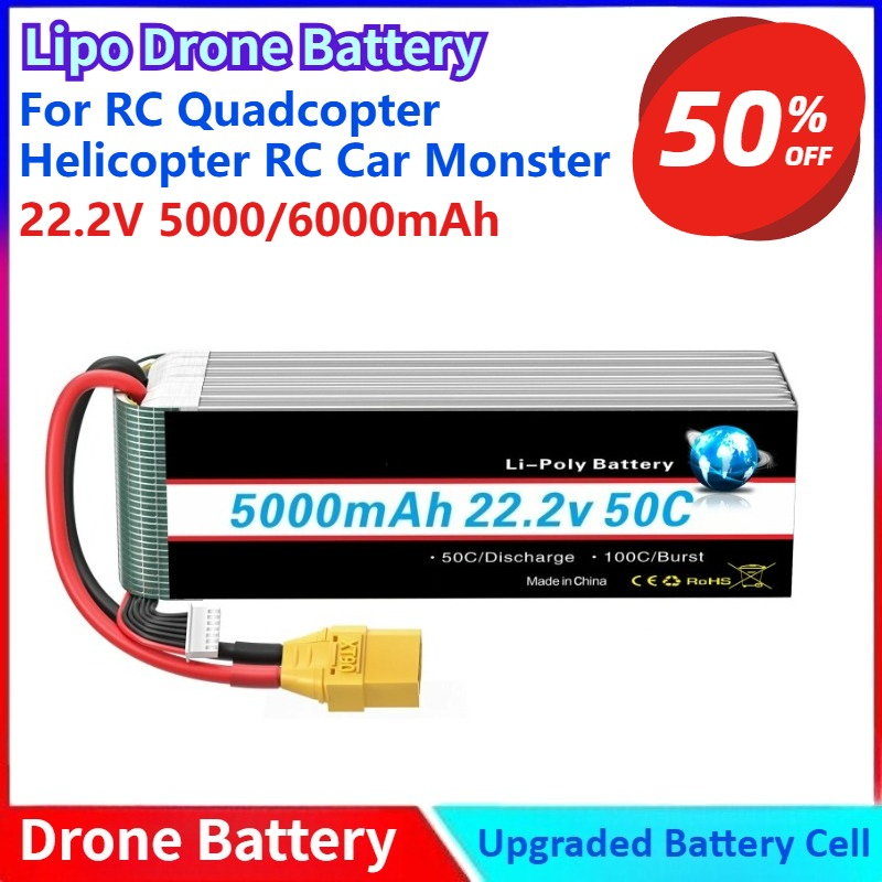 6S Lipo Battery 22.2V 5000Mah - Nouveau 5000/6000 mah 22.2 V batterie