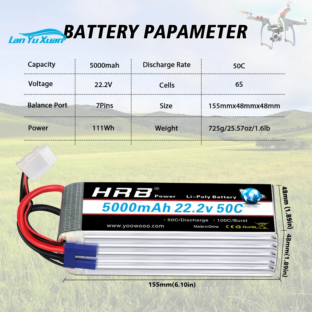 2 batteries Lipo 6S 22.2V 5000 - 6S Lipo Battery 22.2V 5000Mah avis et prix