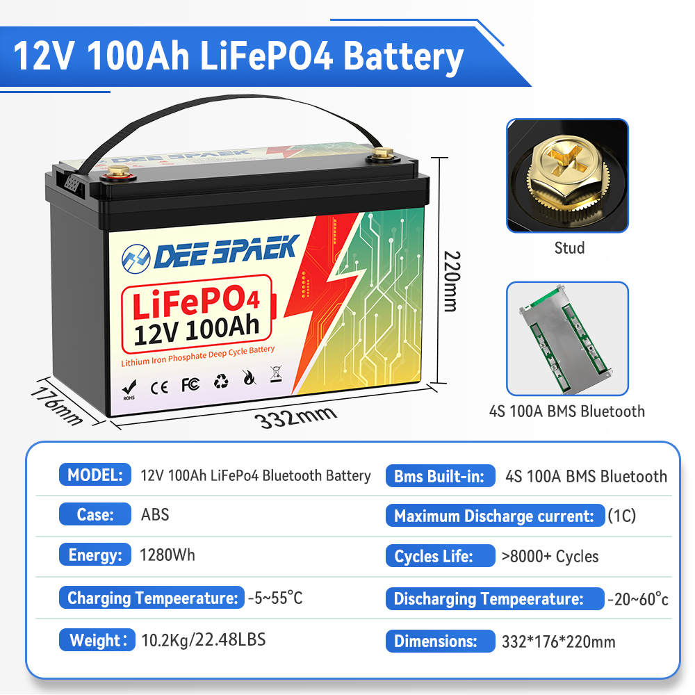 Batterie Lifepo4 DEEPSPAEK 12V - Lifepo4 12V 100Ah Bms Bluetooth avis et prix