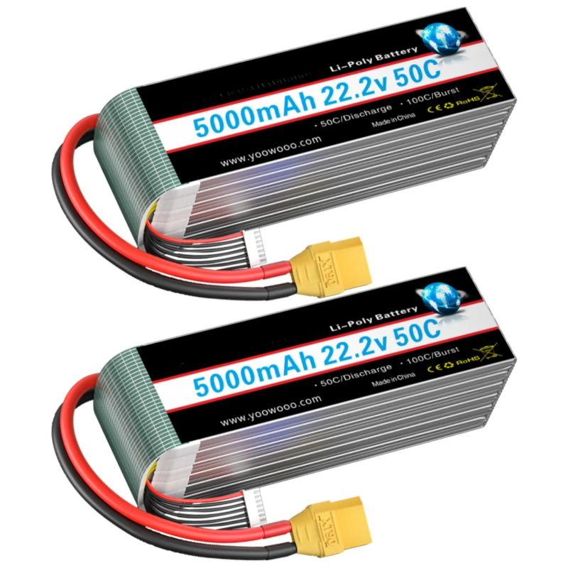 2 batteries Lipo 6S 22.2v 5000 - 6S Lipo Battery 22.2V 5000Mah avis et prix